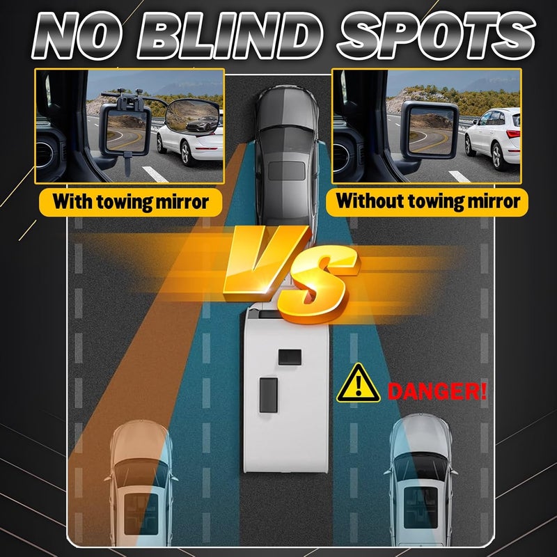 NOVCAPAR Universal Clip on Towing Mirrors Extensions for Towing, Side Mirror Extenders for Towing with RainProof, Convex Rearview Mirror, Tow Mirrors for Car Truck Trailer RV SUV, 2 Pack - Image 3